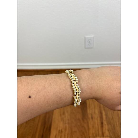 B14 Coro Faux Pearl Link Bracelet Audrey Hepburn Style Vintage Old Hollywood - Picture 2 of 12